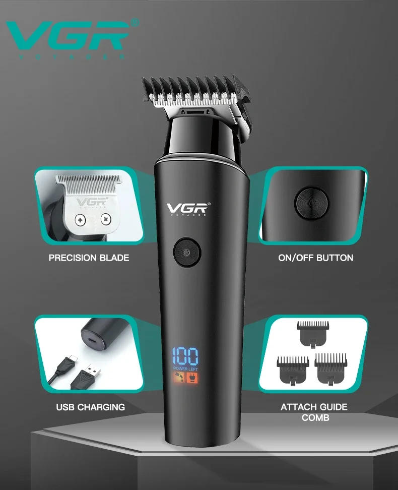 Description Picture 5 of itemVGR Hair Trimmer Professional Hair Clipper Cordless Hair Cutting Machine Rechargeable Haircut Electric Clipper for Men V-937