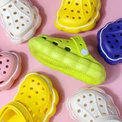 Kids' Summer Lovely EVA Garden Shoes Children Solid Color Toe Sandals Waterproof Breathable Slippers
