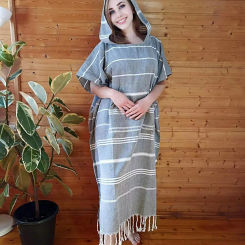 YEUZLICOTTON Wearable Turkish Beach Towel Sandproof 100% Cotton Large Surf Poncho Robe Hooded Wetsuit Changing Towel Quick Dry
