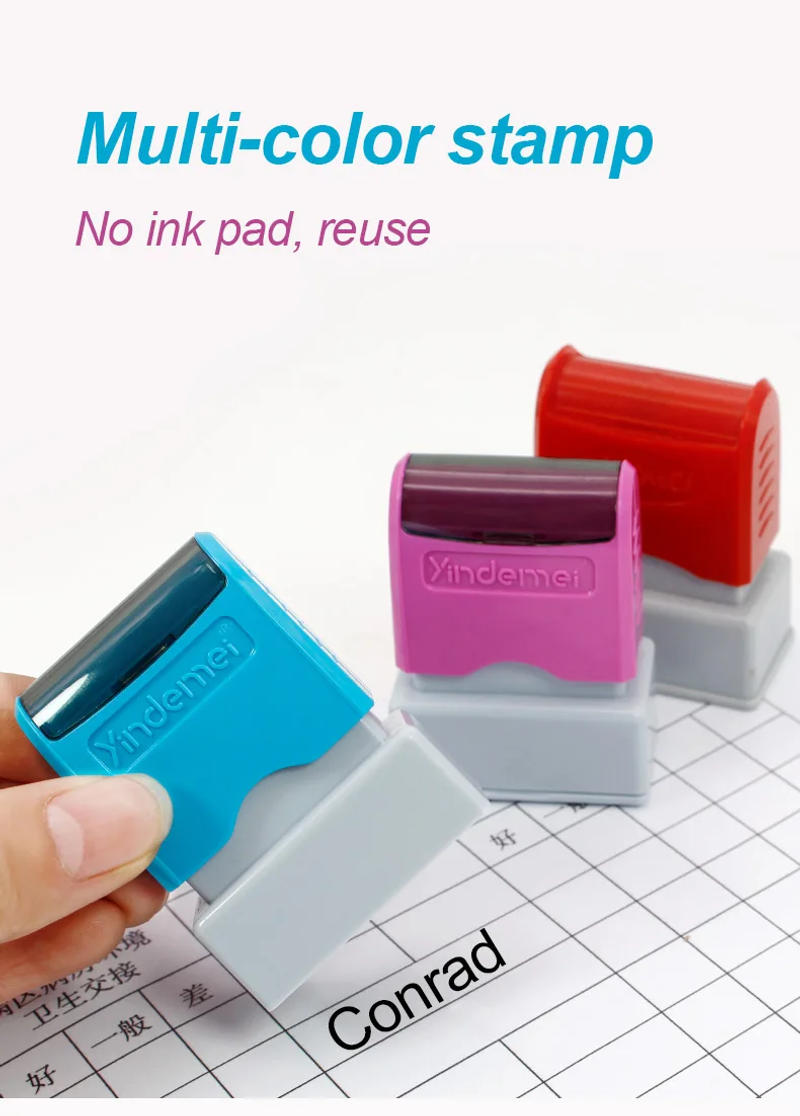 Description Picture 2 of itemCustom Teacher Name Ink Stamp Signature Calligraphy Selfing-Inking Personalized Letter Stamp For School Student Child