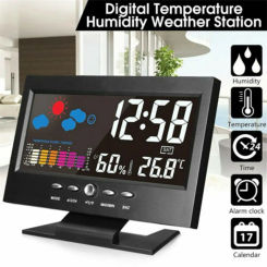 LED Digital Alarm Clock With Backlight,Electronic Desktop Temperature Humidity Monitor,12/24H Digital Desk Clock With Snooze