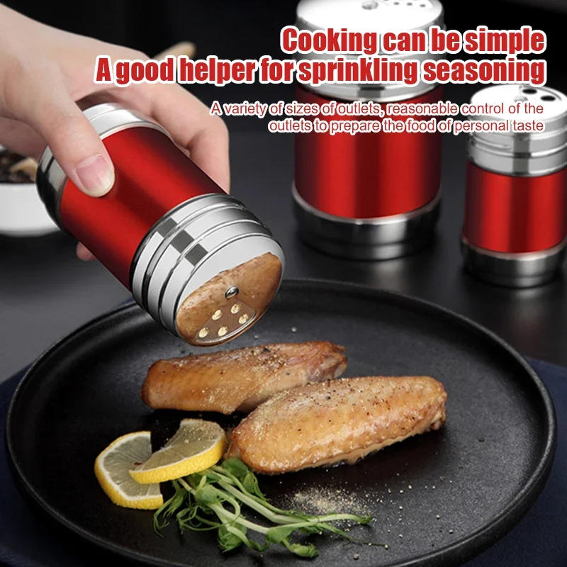 Description Picture 5 of itemStainless Steel Spice Jar Rotating Cover Barbecue Salt Sugar Bottle Shaker Pepper Seasoning Can Home Kitchen Seasoning Tools