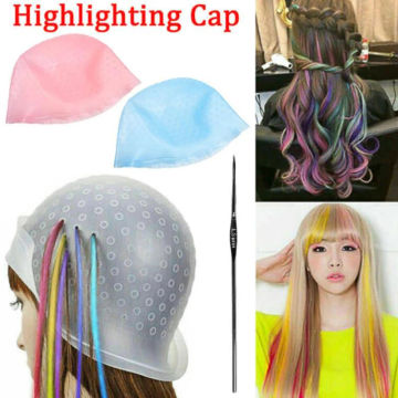 1pc Reusable Caps Hat Frosting Tipping Dyeing Color Styling Tools Salon Dye Silicone Cap Hair Color Coloring Highlighting