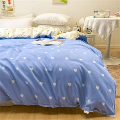 Sky Blue Duvet Cover 150*200 RU Single Bedding Quilt Bag One Person Comforter Cover Stripe Grid Heart Bed Linens