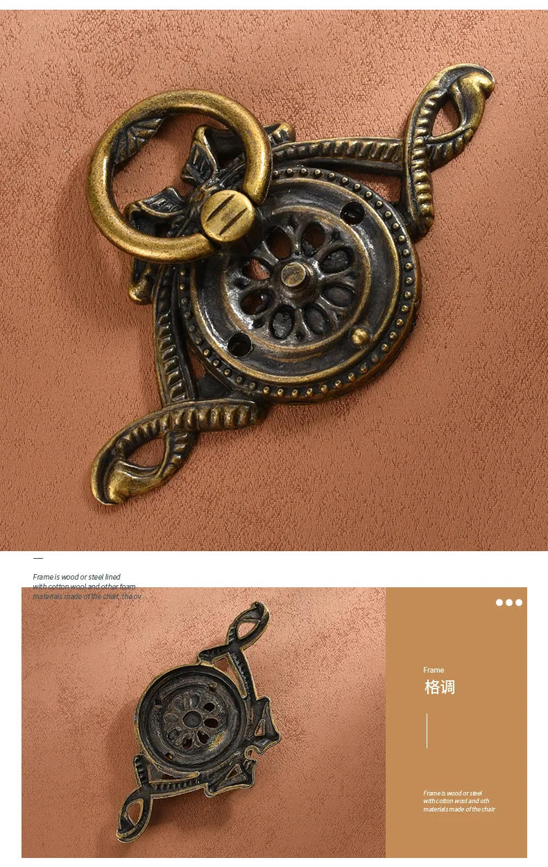 Description Picture 5 of itemB-409 pattern single hole drawer handle home alloy cabinet European antique wardrobe simple Handle