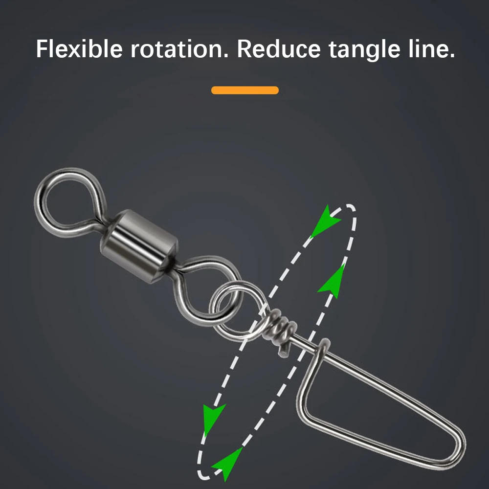 Description Picture 6 of itemDNDYUJU 50pcs Fishing Rolling Bearing Swivels Solid Ring Interlock Snap For Fishhook Lure Fishing Connector Tackle Accessories