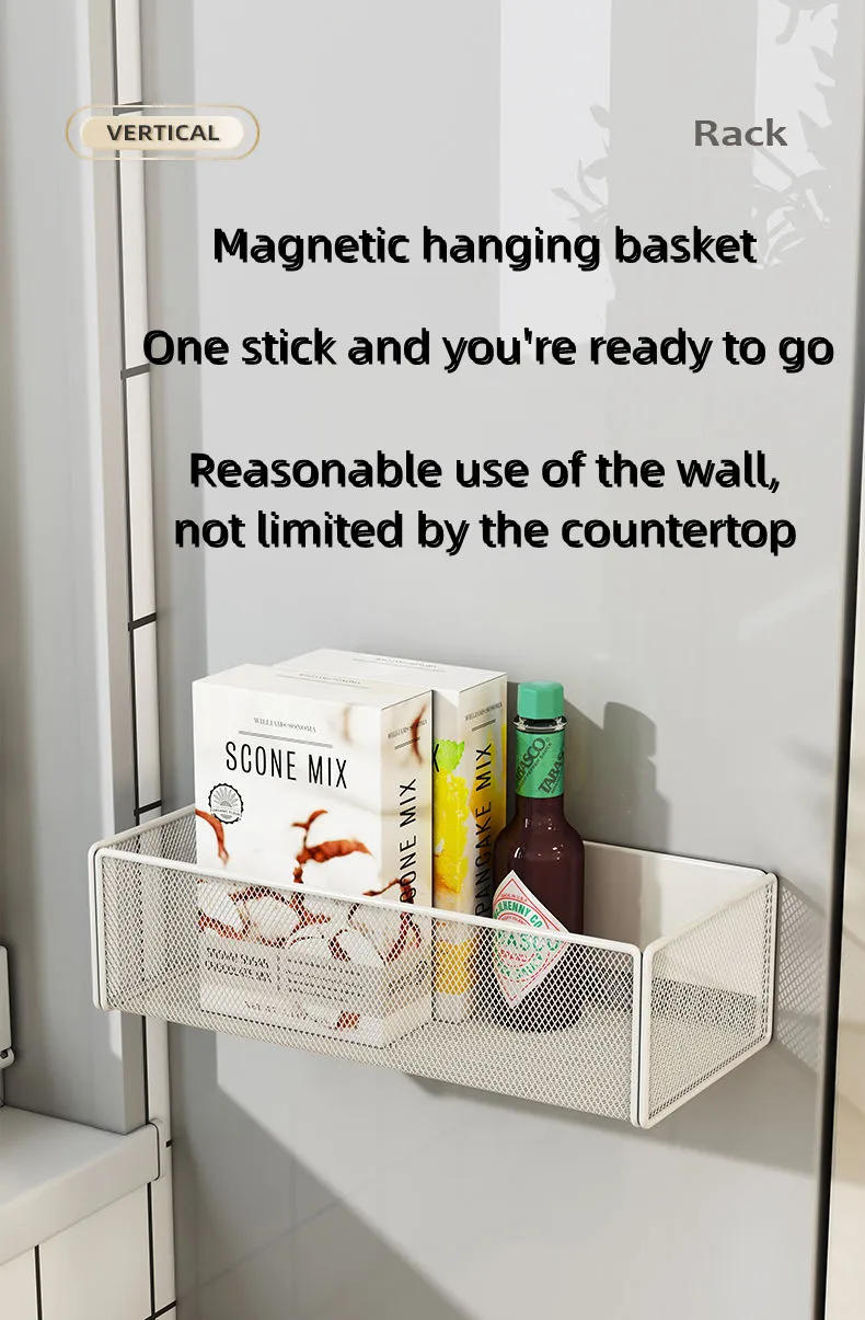 Description Picture 3 of itemHome Refrigerator Shelf Side Storage Magnetic Artifact Side Side Hanging Basket Basket Box Supplies Household Summary Holder