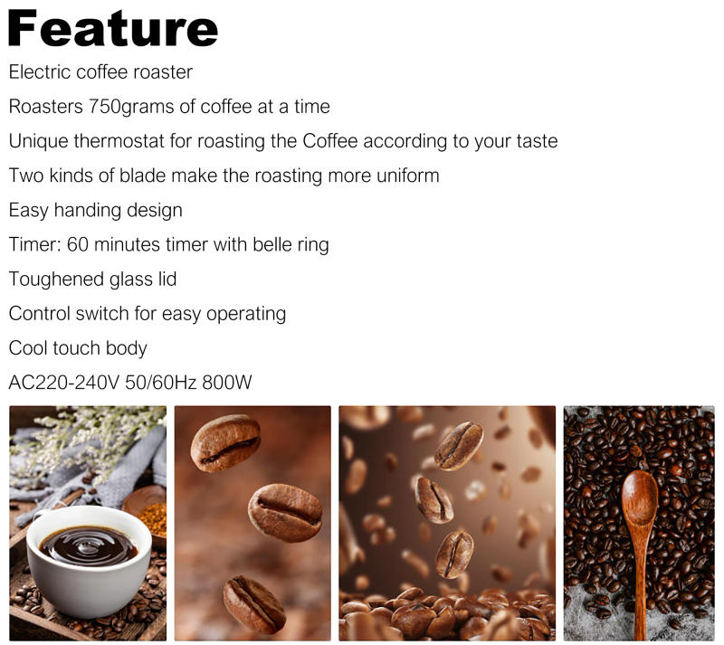 Description Picture 3 of itemElectric Coffee Bean Roaster Coffee Baked Peanut Beans Baking Stove Popcorn Make Dryer Roasting Machine Grain Drying Sonifer
