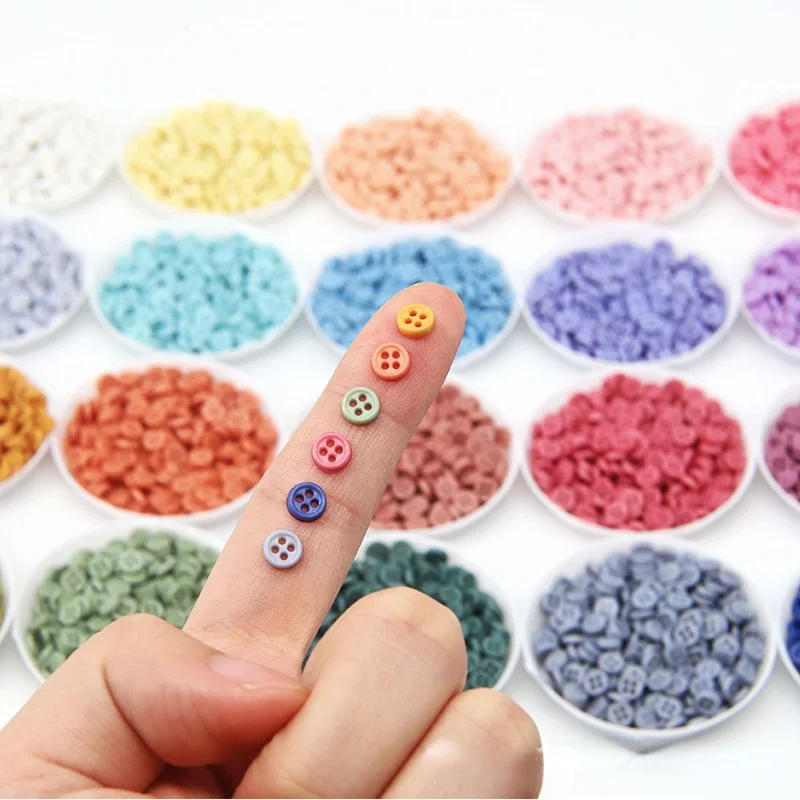 Description Picture 2 of item50/100pcs 6mm Mini Resin Buttons 2 Hole Round Tiny Buttons for DIY Craft Doll Clothing Sewing Embellishments Scrapbooking