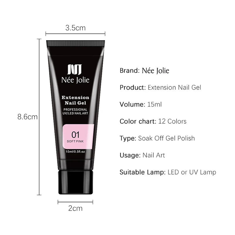 Description Picture 4 of item15ml/30ml Poly Nail Gel ,Pure Color Acrylic Extension Gel ,Quick Crystal Builder Nail Gel for Art Design ,Extend Nail Fingertips