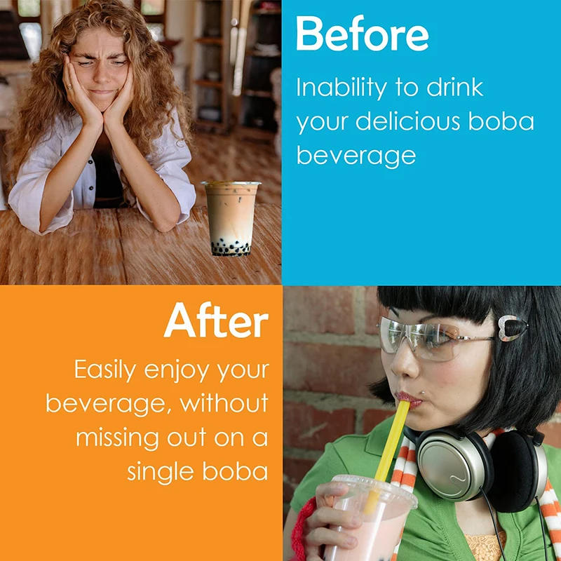 Description Picture 4 of itemDisposable Plastic Straws Milkshake Boba Bubble Tea Drinking Straw Extra Wide Individually Packed Kitchen Bar Accessories