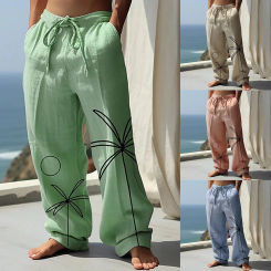 Men's Elastic Leisure Pants Middle Youth On All Sides Of The Printed Men's Straight Trousers