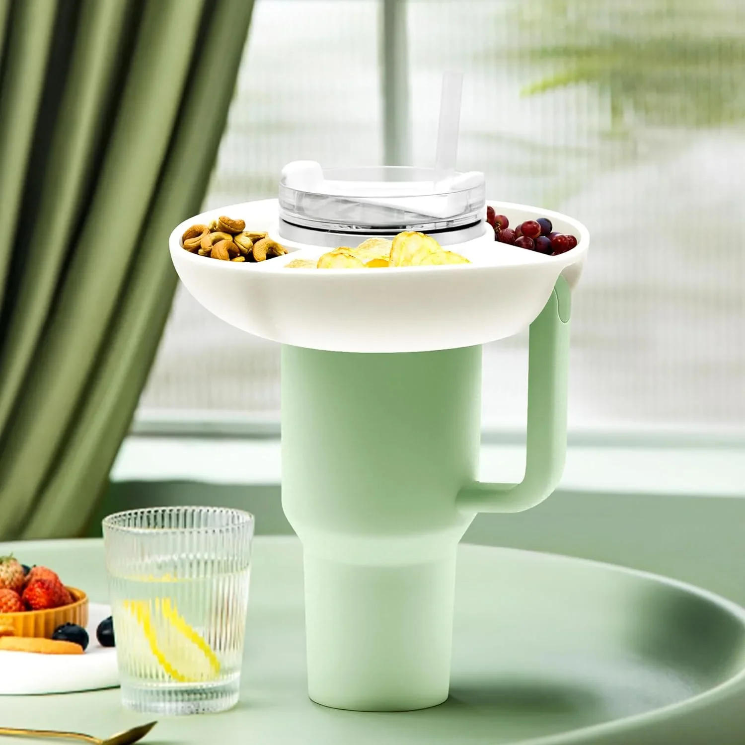 Description Picture 2 of itemSnack Bowl for Stanley Cup Silicone Snack Tray Compatible with Stanley Cup Quencher 1.0/2.0 40oz Tumbler with Handle