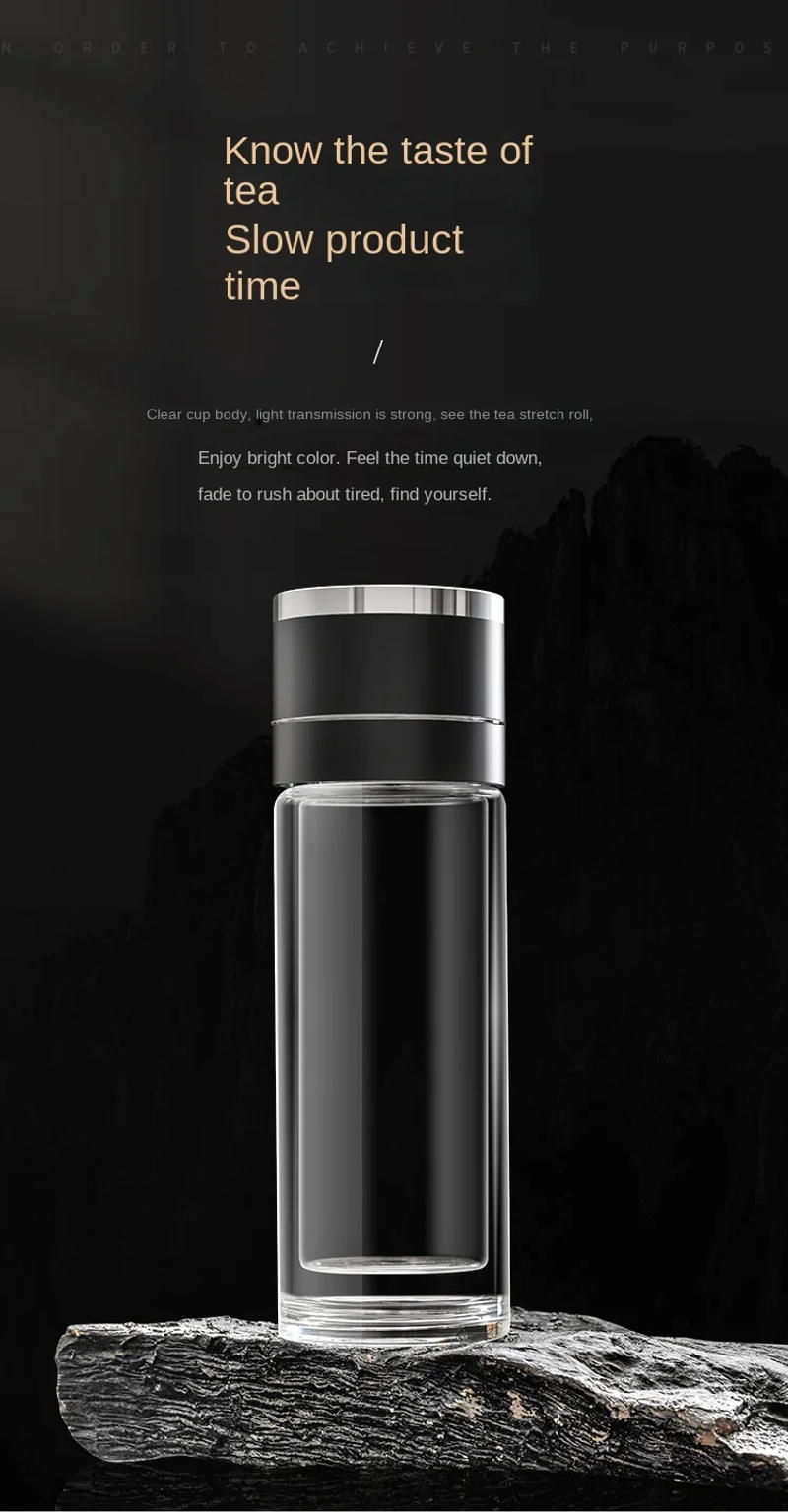 Description Picture 3 of item300/400/500ML Double Wall Glass Water Bottle Business Style Coffee Mug Travel Home Drinkware Tea Infuser Bottle Office Tea Cup