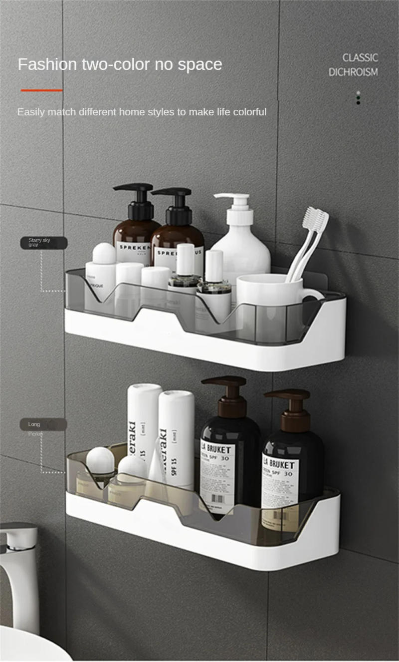 Description Picture 5 of itemBathroom Shelf Organizer No Drill Organizer Shower Storage Rack Wall Mount Plastics Toilet Shampoo Holder Bathroom Accessories