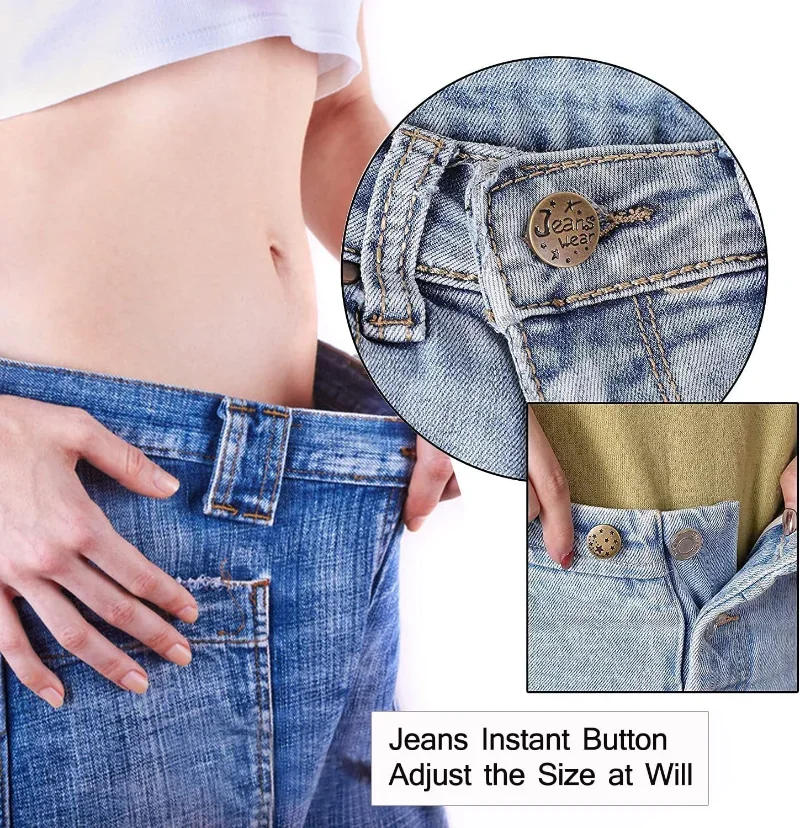 Description Picture 6 of item10/100Pcs Jeans Buttons Replacement No Sewing Buttons Adjustable Waist Tightener Repair Kits Pants Pins DIY Sewing Accessories