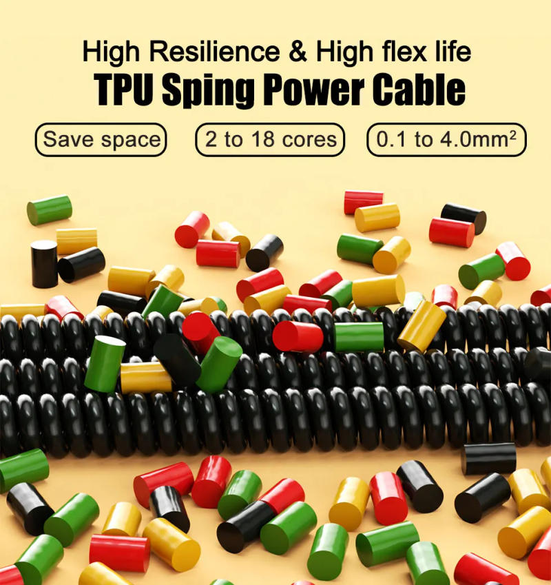 Description Picture 2 of itemSpring Spiral Power Cable 2 3 4 5 6 7 8 9 10 12 18 Core 0.1/0.2/0.3/0.5/0.75mm2 Connector Extend Tensile Retractile Coil PU Wire