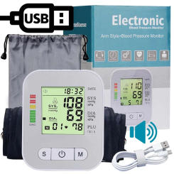 BP Sphygmomanometer English Voice Blood Pressure Monitor Upper Arm Automatic Tonometer Blood Pressure Meter LCD & Cuff Medical