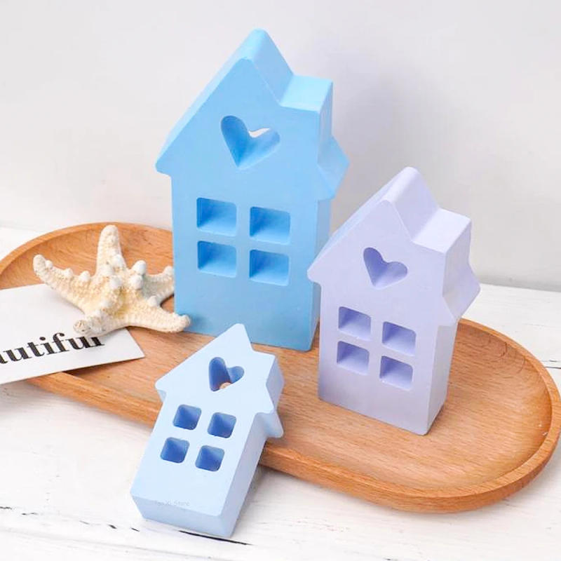 Description Picture 5 of itemHeart Shaped House Silicone Mold DIY Houses Aromath Candle Craft Making Plaster Concrete Resin Clay Molds Home Decor Supplies