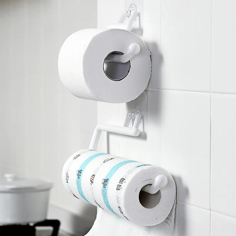 Description Picture 6 of itemKitchen Paper Holder Bathroom Storage Paper Towel Holder Toilet Roll Paper Holder No Hole Punch Toilet Accessories New