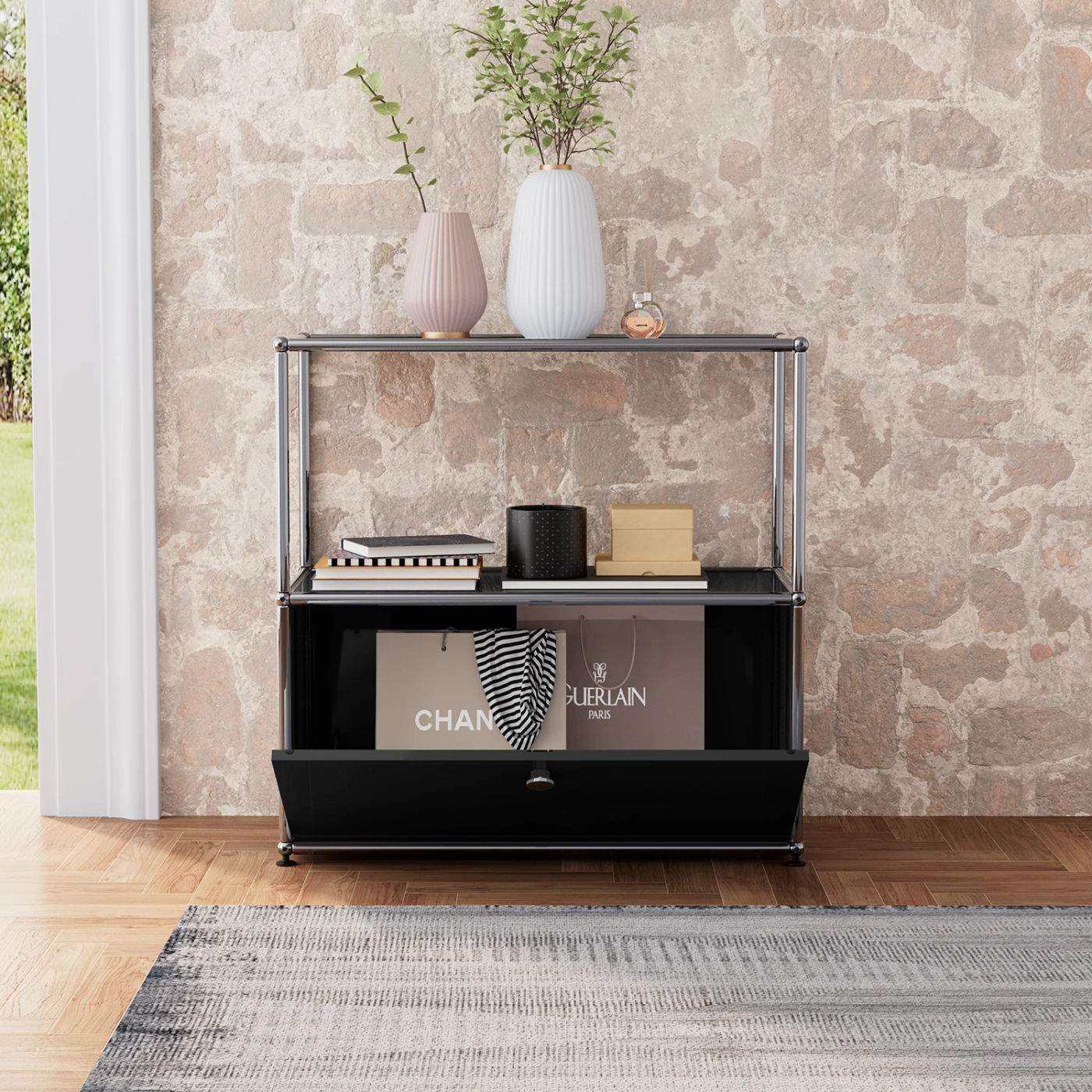 Description Picture 6 of itemStorage Cabinet With Drawers Middle Multi-function Stainless Steel Structure with Door for Living Room Furniture Haller -No Keys