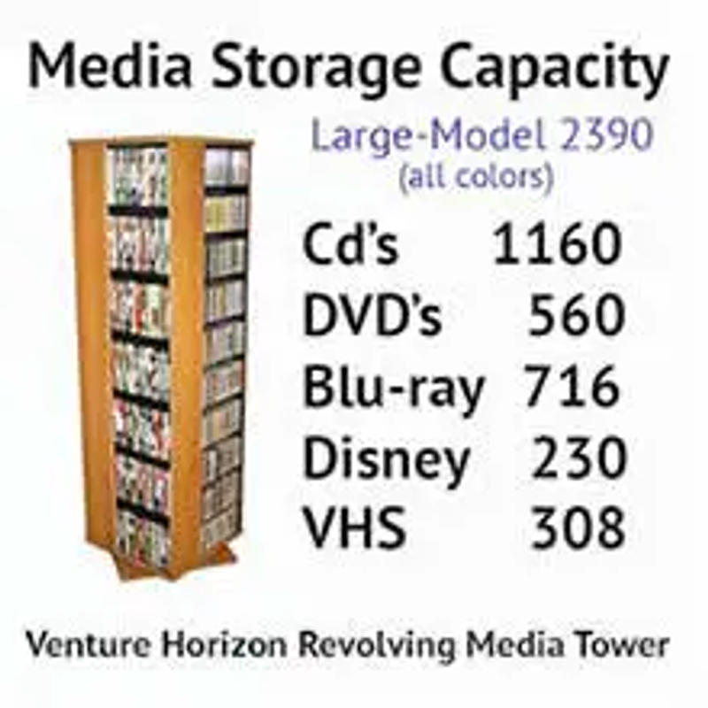 Description Picture 4 of itemRevolving Media Tower 1000 - Walnut 19.2"D x 19.2"W x 63"H, Walnut-finish,Rack can store CD and so on