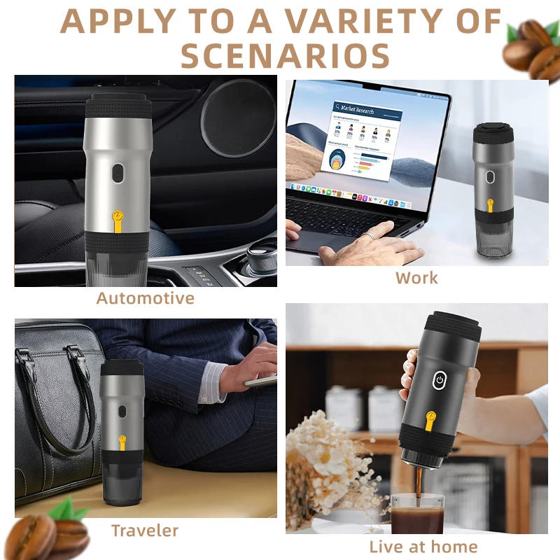 Description Picture 2 of itemWireless Electric Portable Espresso Coffee Machine for Car & Home Camping Coffee Maker 3-in-1 Capsule Powder Travel Coffee Maker