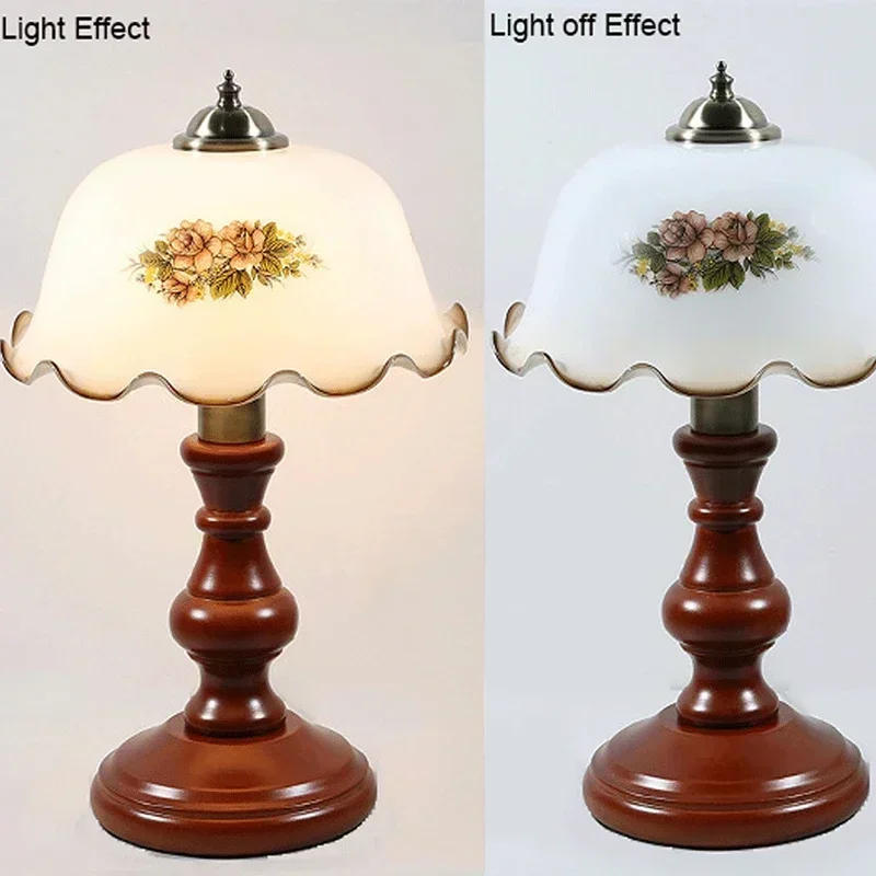 Description Picture 5 of itemEuropean style retro study desk lamp American country solid wood dimmed bedroom bedside lamp table lamp classic