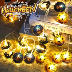 Halloween Decorative Light String Pumpkin Spider LED String Lights Battery Operated DIY Hanging Funny Atmosphere Decor Supplies