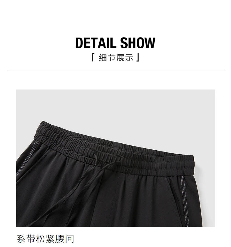 Description Picture 4 of itemMen's elastic waist tie cropped pants  Spring and summer new style loose legged printed sweatpants and casual pants for men