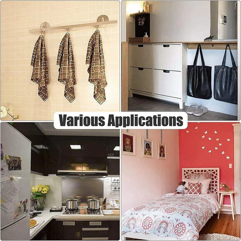 Description Picture 2 of item10-35 PCS Black Silver Gold Steel Magnetic Hooks Heavy Duty 16mm Kitchen Workplace Office Garage Wall Hanging Hanger Organizer