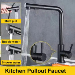 Pull Out Kitchen Sink Faucet Flexible 2 Modes Stream & Sprayer Nozzle Faucets Stainless Steel Hot Cold Wate Mixer Tap Deck