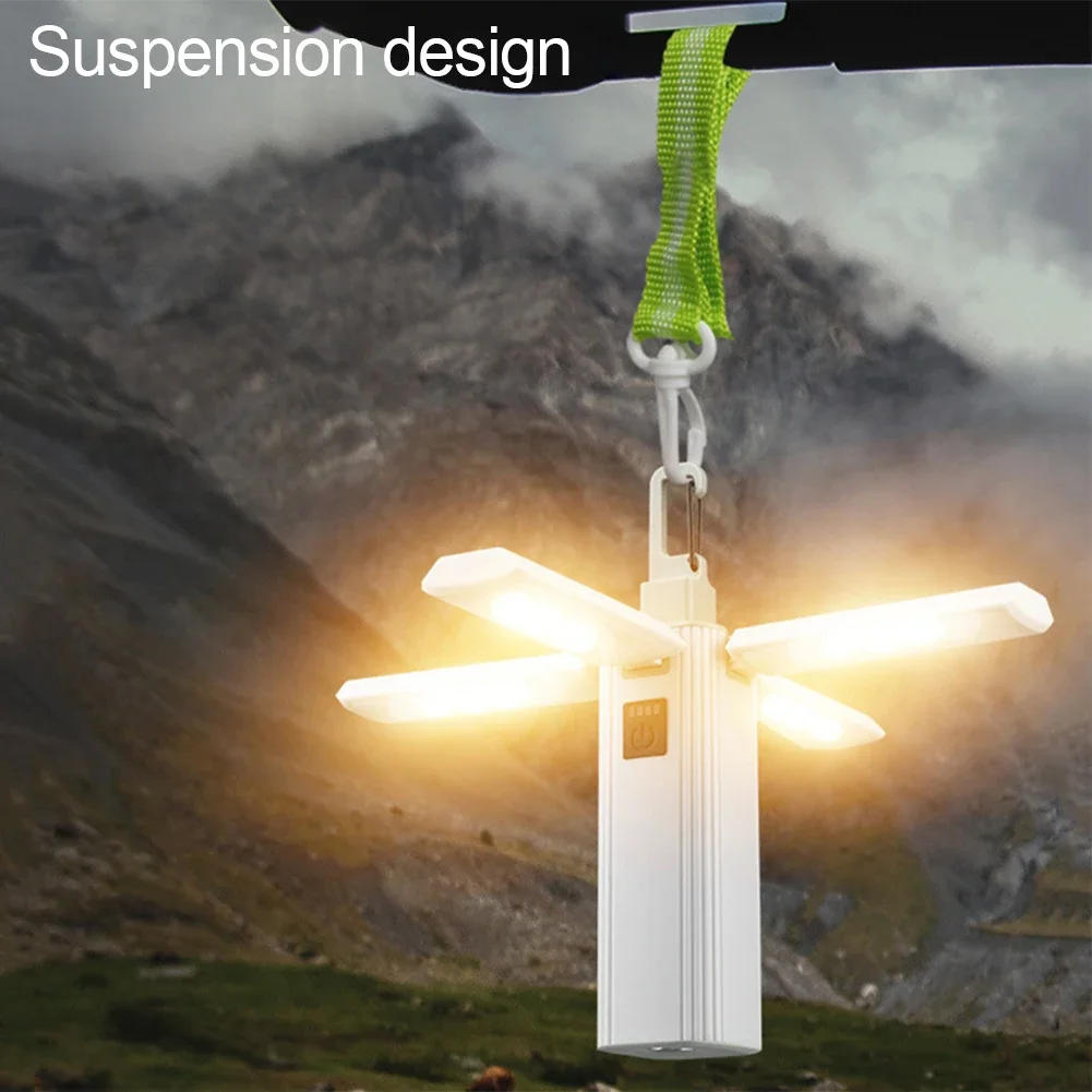 Description Picture 3 of item4 In 1 Folding Outdoor Camping Light USB Rechargeable Camping Lamp Outdoor Portable Flashlight Student Dormit Hanging Tent lamp