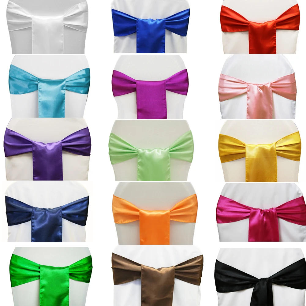 Description Picture 4 of item10PCS Wedding Decoration Satin Chair Sash Bow Tie for Wedding Party Events Banquet Dining Room Chair Cover Decoration