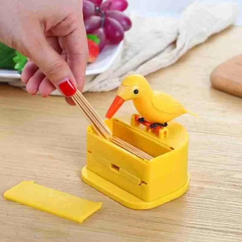 Description Picture 4 of item1Pc New Small Bird Toothpick Container Automatic Toothpick Dispenser Toothpick Holder Home Decoration Kitchen Accessories