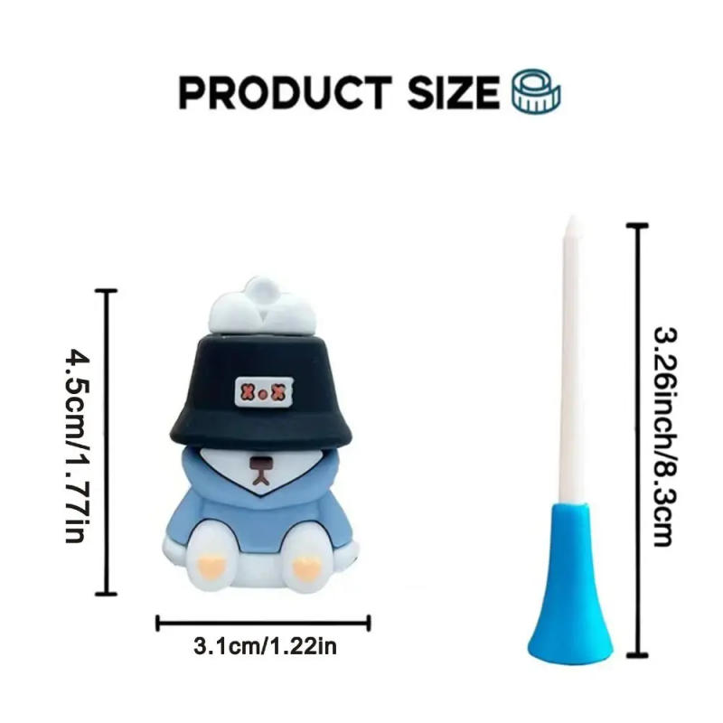 Description Picture 2 of itemPlastic Cartoon Golf Rubber Tees Recyclable Replacement Fisherman's Bear Golf Tee Ball Holder Durable Golf Novelty Shape Tees