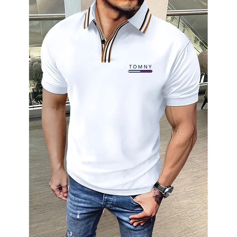 Description Picture 6 of item2024 Summer New Men's Polo Shirt with Polo Collar and Button Print Short Sleeve Casual Business Fashion Slim Fit Men's Polo Shir