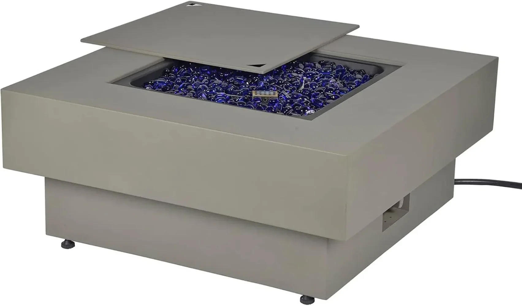 Description Picture 5 of itemPropane Fire Pit Table, 33-inch 50,000 BTU Outdoor Gas Fireplace for Patio, Square Low Profile Fire Table w/Lid, Glass Rocks