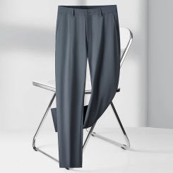 High-End Ice Silk Stretch Non-Ironing Casual Pants Men's Summer Thin Stretch Business Trousers Straight Loose Office Trousers