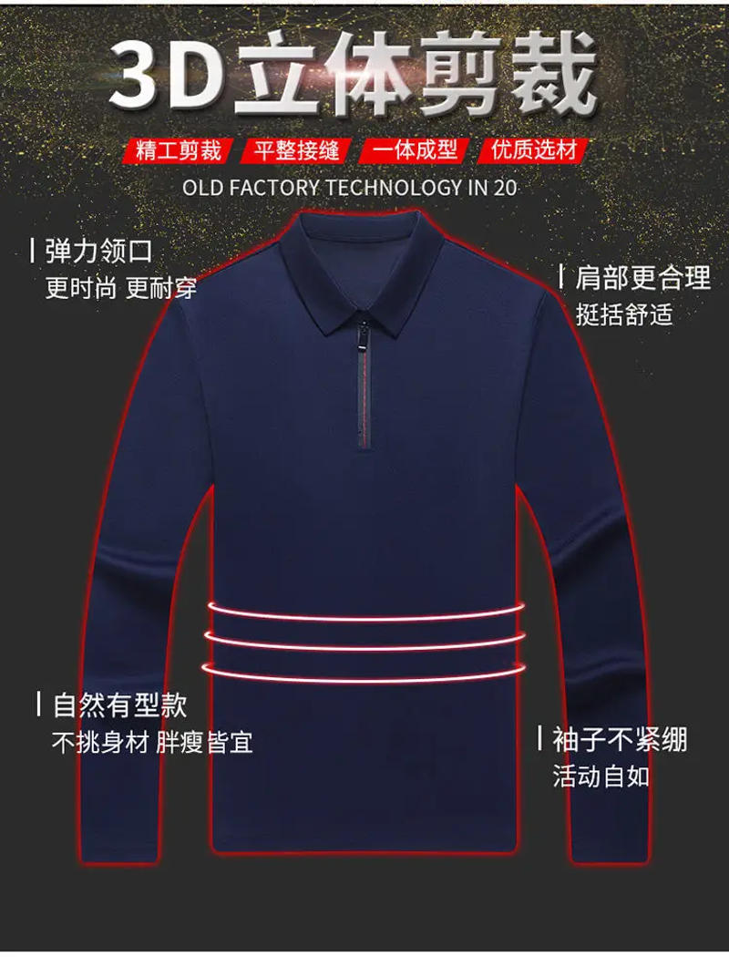 Description Picture 5 of itemSmart Casual Men's Solid Polo Shirt Spring Autumn New Long Sleeve Zipper Collar Business Fashion Loose Polos Tops Clothing 2024