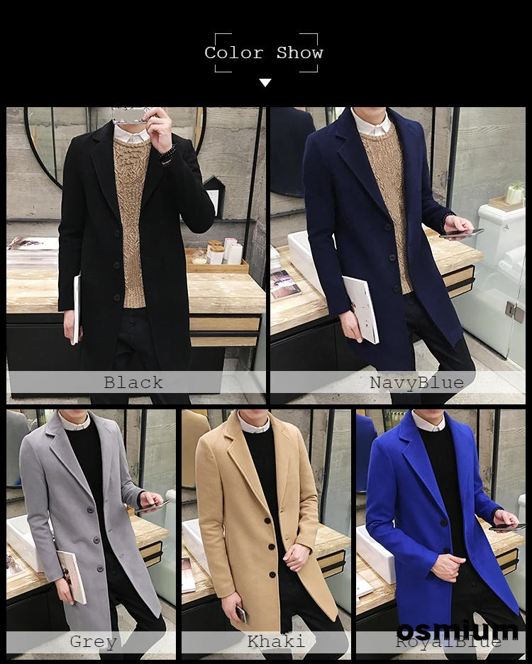 Description Picture 4 of itemMens Autumn Winter Clothing Oversized Woolen Coat Korean Long Slim Fit Male Wool Coat Casual Vintage Pink Tweed Jacket Xxxl 4xl