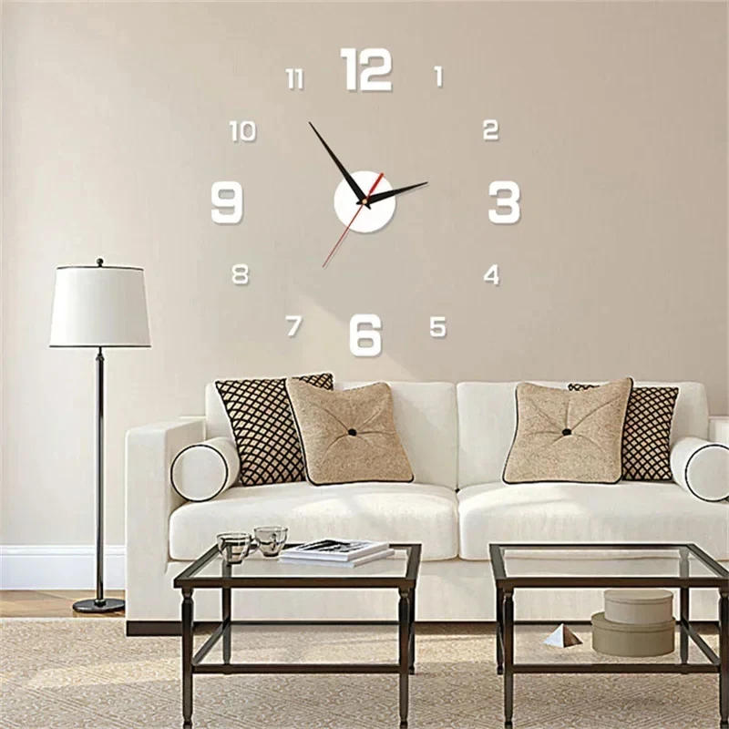 Description Picture 4 of itemDIY Wall Clock for Home Office 40cm Frameless Modern 3D Wall Clock Mirror Stickers Hotel Room Design School Decoration Decor