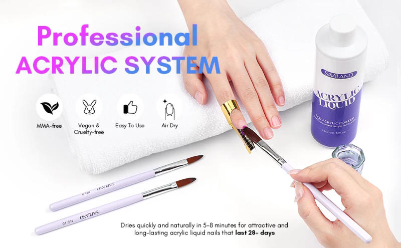 Description Picture 3 of itemSaviland 240ml Monomer Acrylic Nail Liquid with 3pcs Acrylic Brushes Size 8/10/14 for Acrylic Powder Nails Extension Salon DIY