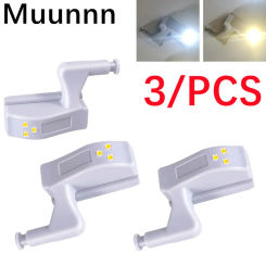 3 pcs LED Inner Hinge Lamp Under Cabinet Lights Universal Wardrobe Cupboard Sensor Lights for Bedroom Kitchen Closet Night Lamp