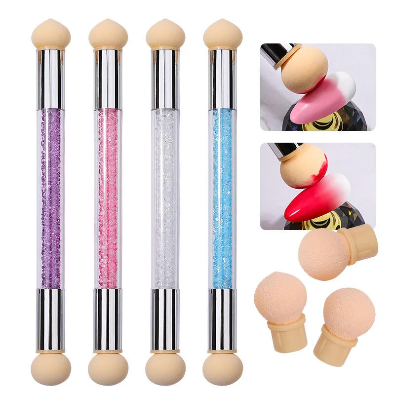Description Picture 2 of item1/10PCS Double Head Sponges Gradient Shading Nail Art Pen Dotting Brush Rhinestone Handle Painting Tools Nail Brush Manicure