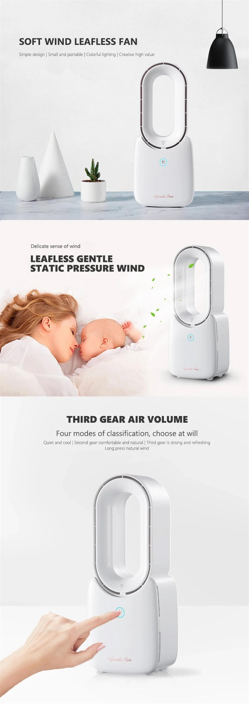 Description Picture 4 of itemPortable Bladeless Stand Air conditioners Fan Cooler Electric Fans Silent Tower Table Vertical Floor Summer Air Cooler