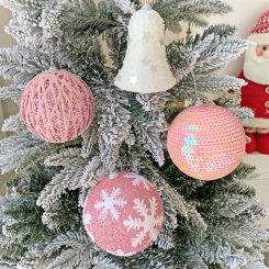10CM Christmas Ball Xmas Ornament Christmas Tree Decoration Hanging Pendant Pink Xmas Tree Hanging Ornaments New Year Party Deco