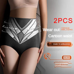 2PCS/set Tighten the Abdomen Underpanties Large Size Triangular Panties Traceless Briefs Butt Lift Woman Body Shaping High Waist