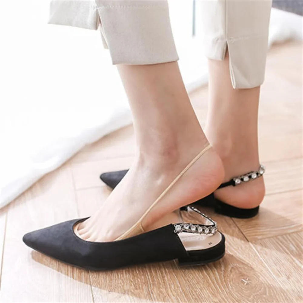 Description Picture 6 of item5 Pairs Suspenders Women Cotton Boat Socks Invisible Shallow Mouth Summer Thin Half Sole Socks Not Drop Heel Short Sox