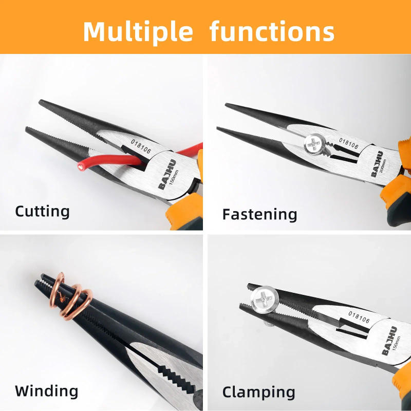 Description Picture 4 of item6/8inch Needle Nose Plier Long Nose Plier Multi-function Pliers For Clamping Stripping Electrician Maintenance Repair Hand Tool